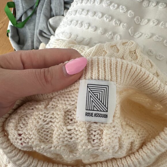 Rosie Assoulin Chunky Cable Knit Mini Dress In Ecru Sz Small Long Sleeves - Picture 2 of 9